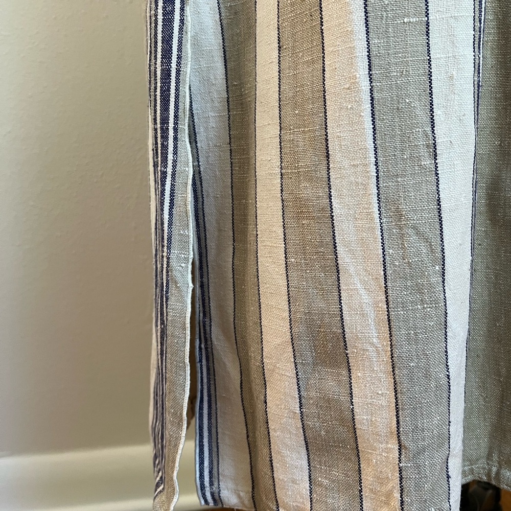 Sold Linen Striped Maxi Caftan Dress - Picture 5 of 7